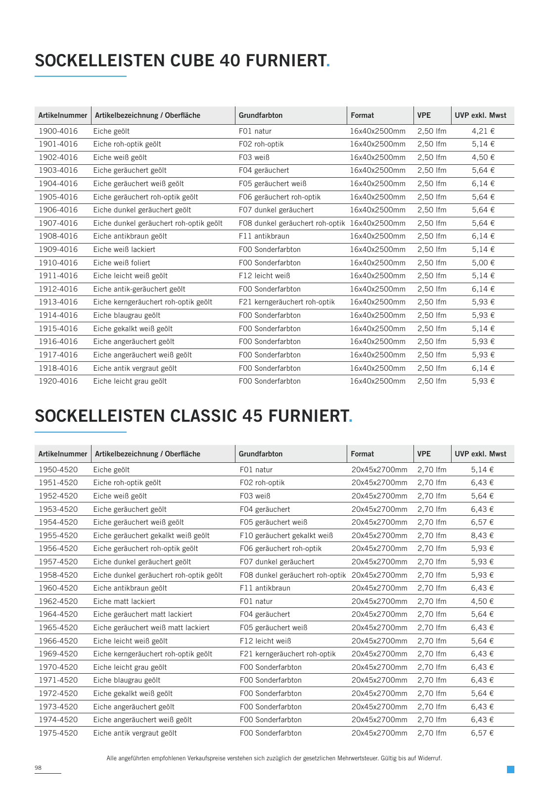 Vorschau WOODBASE LAGERSORTIMENT 2020/2021 Seite 98